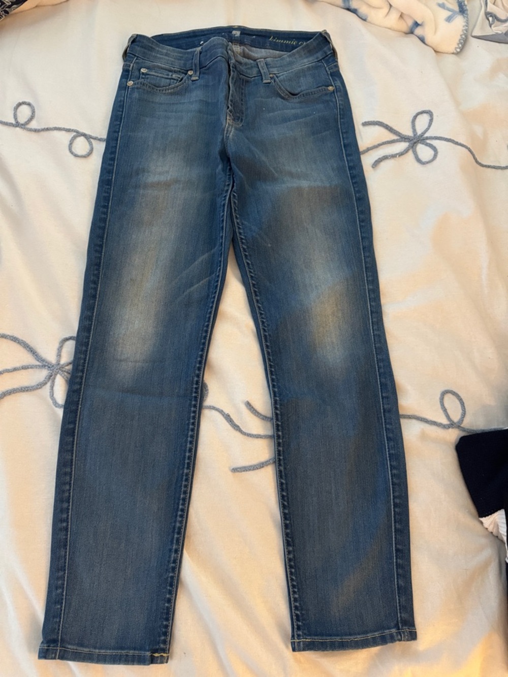 7 For All Mankind Straight Leg Jeans in Medium Blue Wash
